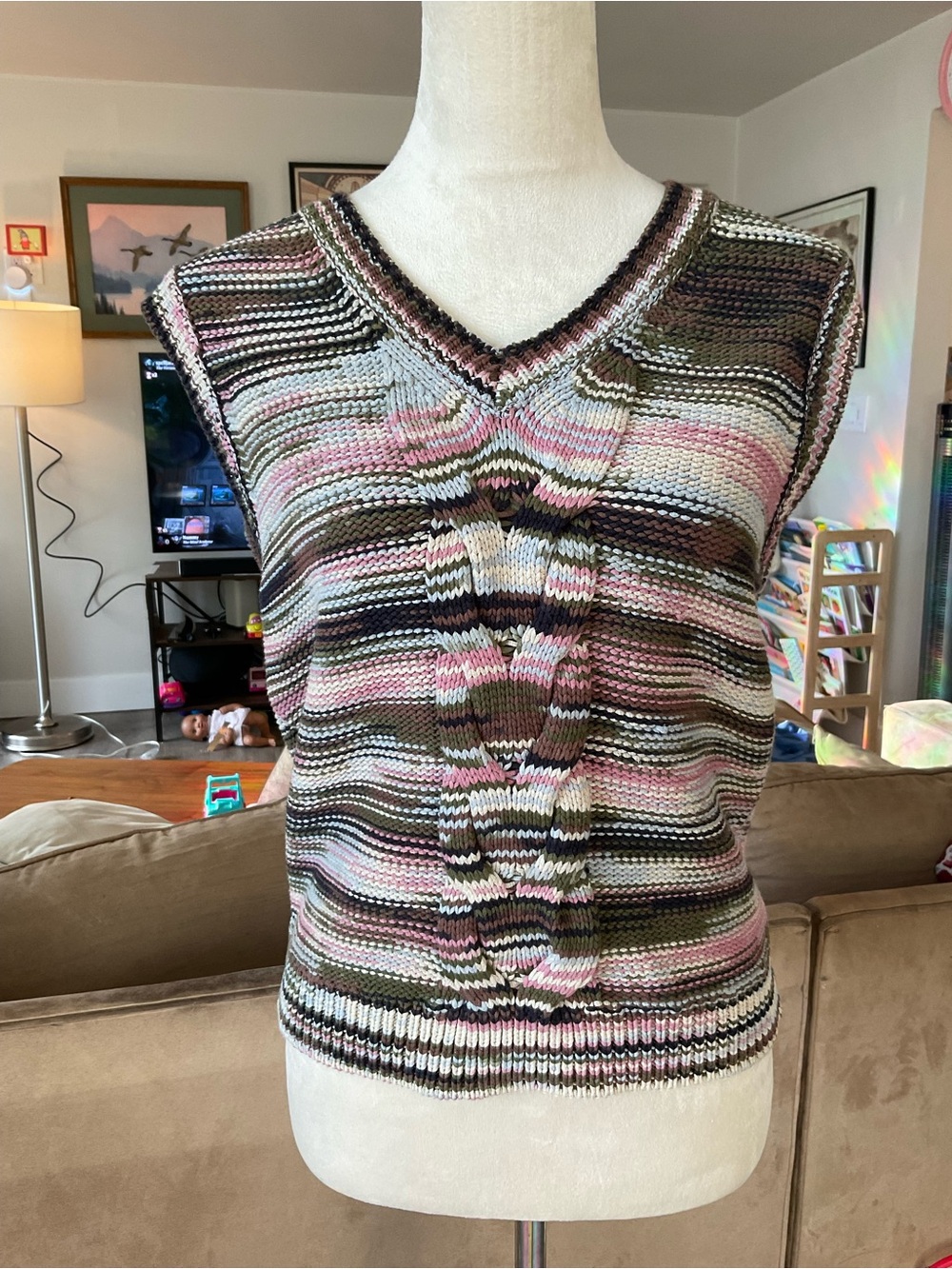 🧶Rails Brixton Knit Sweater Vest in Pink, Olive & Cream
